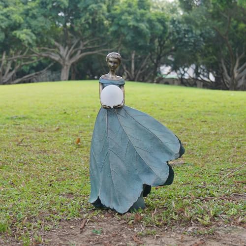 Solar Fairy Garden Statue 22 Inch Resin Garden Decor (Hold Ball)