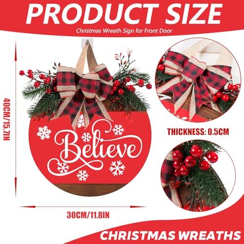 Christmas Wreath Sign for Front Door (Christmas Door Sign-a)