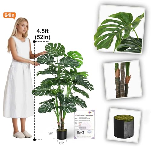 54'' Tall Large Artificial Monstera Deliciosa Plants (Monstera Tree (4.5ft) / 4ft 6in)