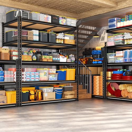 48" W Garage Shelving 3080LBS Storage Shelves 5 Tier Heavy Duty Shelving Adjustable Garage Shelves for Basement (48" W x 72" H x 24" D)