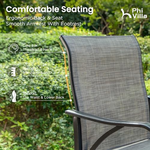 Outdoor Bar Stools 360°Swivel Set of 2 (Dark Gray / 2 Piece)