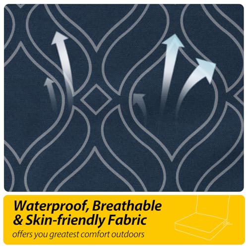 Outdoor Chair Cushions (Slate Blue Vine Trellis / 25.5"x25.5"x5" / 25.5"x19")