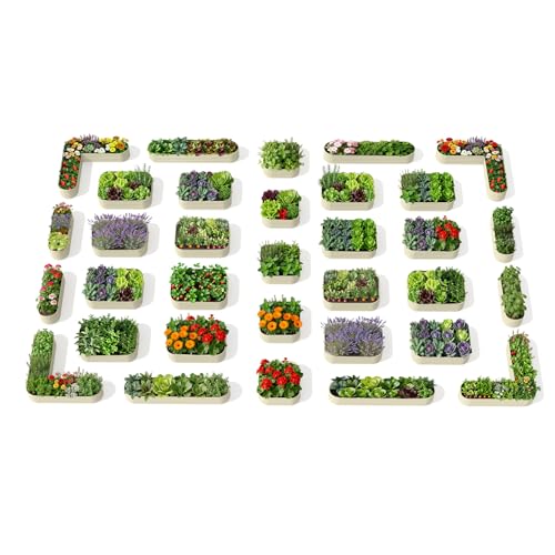33 Pack Galvanized Raised Garden Beds Kit (Beige / Set of 33)