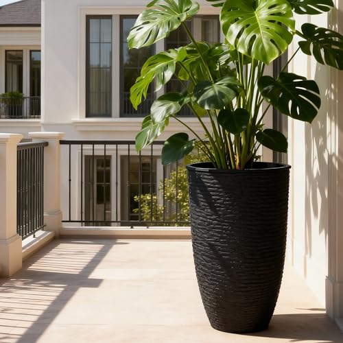 Garden 2 Pack 21" H. Black Tall Planters with Inside Pots (2 Count)