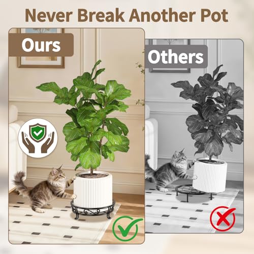 Plant Pot Stand Flower Holder for Outdoor Indoor Corner (Metal Black / 1 Tier)