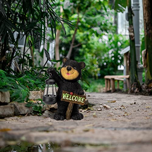 Garden Bear Statue with Solar LED Lantern (Bear)