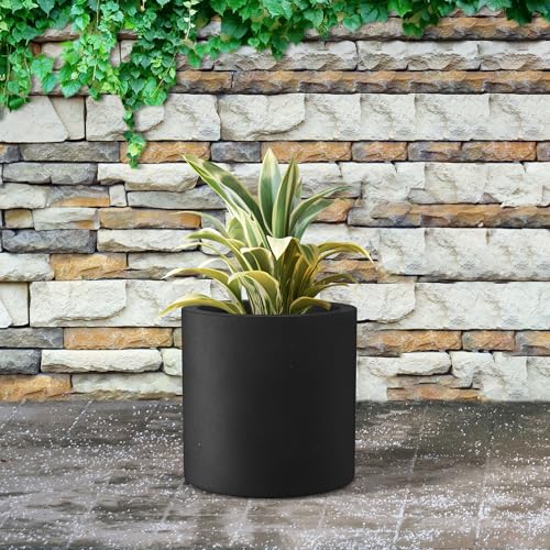 Black Concrete Planter 9.8" Tall All (Black / 9.8" Dia)