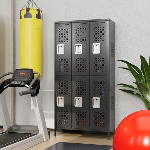 6 Door Metal Employee Lockers (Black / N-3 Doors)