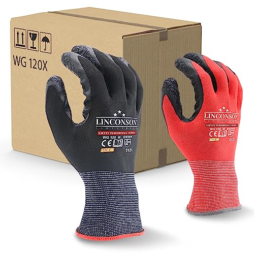 12 Pack Safety Performance Series Construction Mechanics Wrinkle Latex Work Gloves