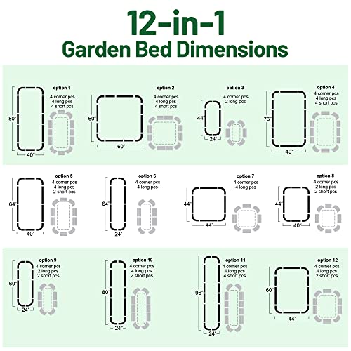 17" Tall Raised Garden Bed Kit Fruits Vegetables Flowers Planter Box 12 (12 Count)
