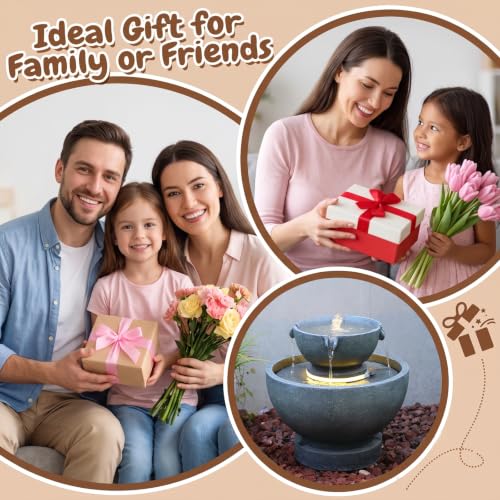 Small Modern Outdoor Water Fountain with Led Lights (15.75H-GRAY / 15.75h-gray)