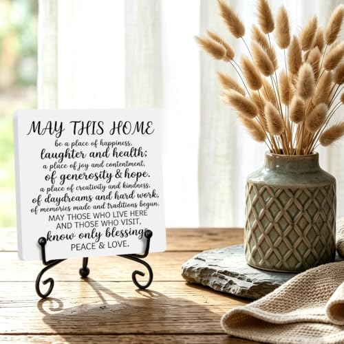 Housewarming Gifts for Women Men Home Book Shelf Table Decor 6.3x6.3 In (Multicolor 1729 / Wooden sign with iron frame（6.3 x 6.3 inches）)