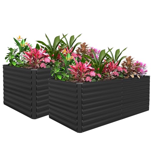 8x4x3ft Raised Garden Bed Outdoor (Black / 8x4x3 FT-2PC)
