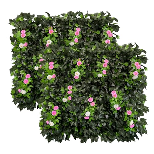 Artificial Expandable Ivy Privacy Fence Screen (BRANCH-MIXED FLOWER)