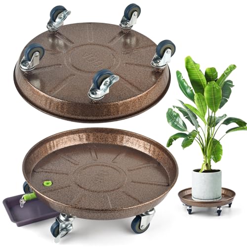 2Pack 11.8'' Large Plant Stand with Lockable Wheels (2 Count)