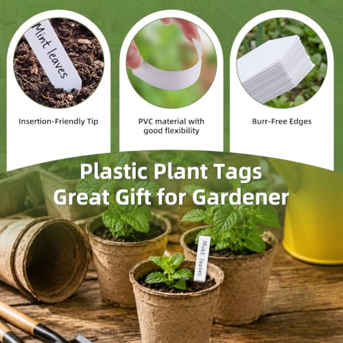 4 Inches Plant Labels Plastic Plant Tags Nursery Garden Labels Pot Marker Garden Stake Tags for Fruit Trees