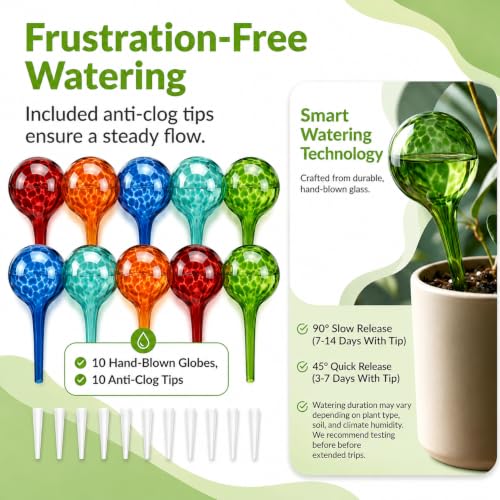 Plant Watering Globes 10 Pack (10pk 350ml Multicolor)