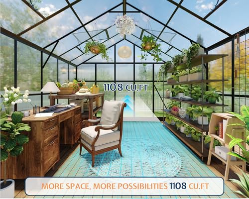 10x12x8.4 FT Polycarbonate Greenhouse with 4 Vent Windows