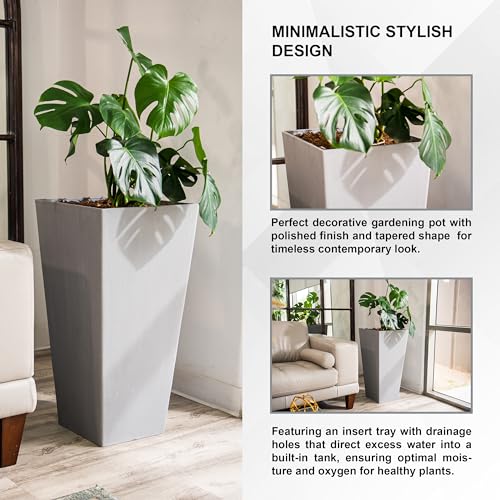 28 Inch Tall Square Tapered Planter (2 Count)