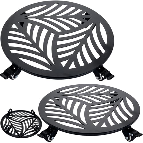 2 Packs Metal Plant Caddy with Wheels 15 and 16 inches Heavy (15"/ 16")