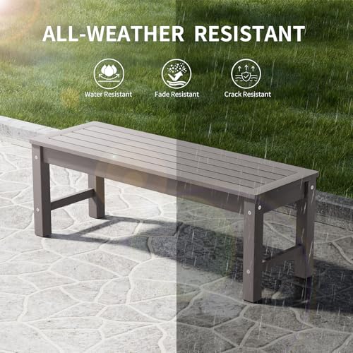 47" Backless HDPE Outdoor Bench for 2 (Grey / 1 pack)