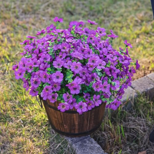 Artificial Flowers for Outdoor Indoor Garden Home Decoration (Purple)