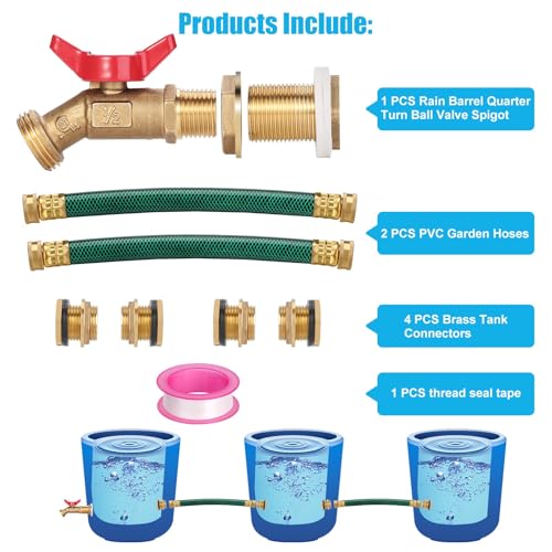 Brass Rain Barrel Spigot Linking Connector Hose Kit