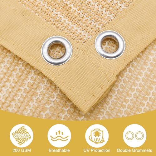 90% Sun Shade Cloth with Grommets (0 8' X 0 8' / Wheat)