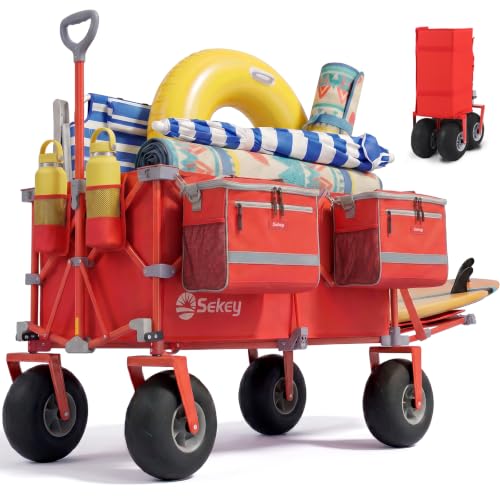 Heavy Duty Beach Wagon with 9" Big Sand (Red)