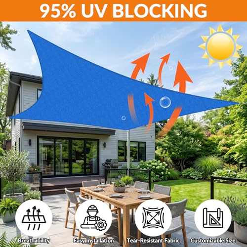 15'X15' Sun Shade Sail Blue Curved Square Customizable (Blue / 15'X15' custom)