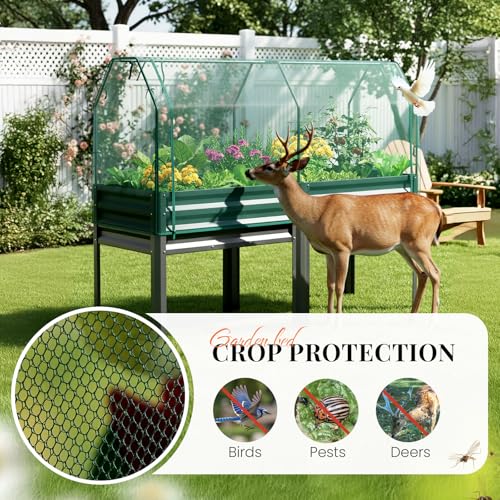 Large Raised Garden Bed with Legs & Netting 72×23×55 in