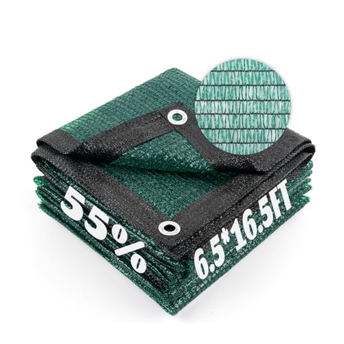 Shade Cloth with Grommets for Garden (6.5FTx16.5FT / 55% Shade-Dark Green)