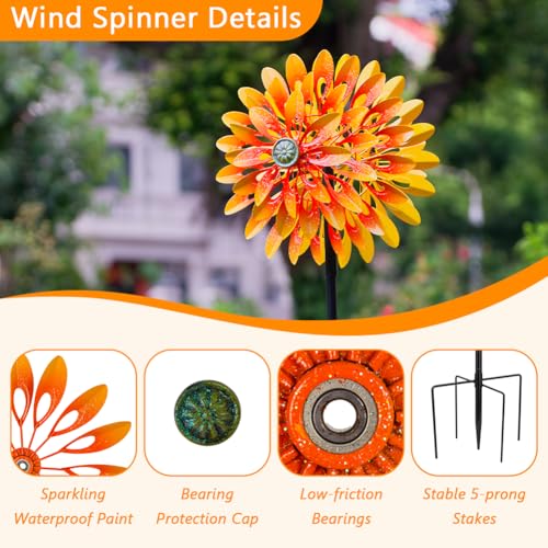 Sunflower Wind Spinner with 6 Blades (13 Inch(Dark Yellow))