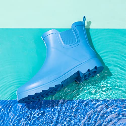 Women's Waterproof Ankle Rain Boots (9 / Blue)
