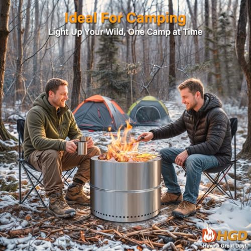 19.5 Inch Smokeless Firepit with Grill (19.5 Inch)