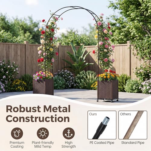 Metal Garden Arch Trellis Arbor with 2 Self
