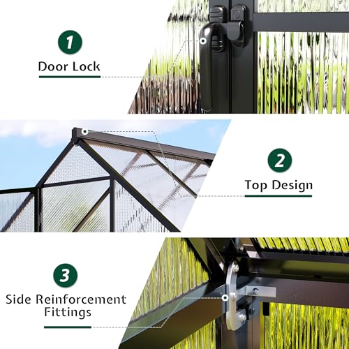 8x12Ft Polycarbonate Greenhouse (8x12x6.7 FT)