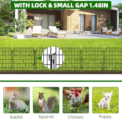 10 Panels Garden Fencing Animal Barrier with Lock (24in(H))