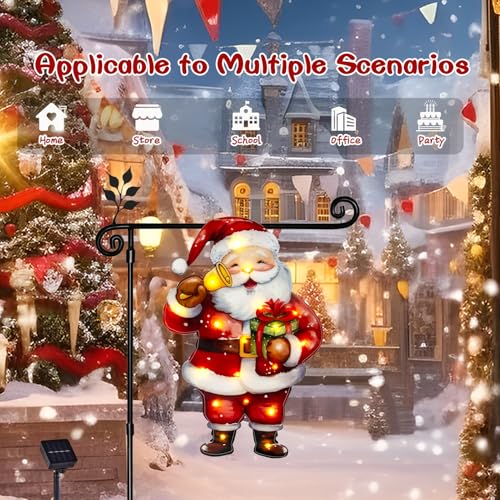 28x40 Solar Christmas Santa Garden Flag (Santa-White-28x40 / 28×40inch)