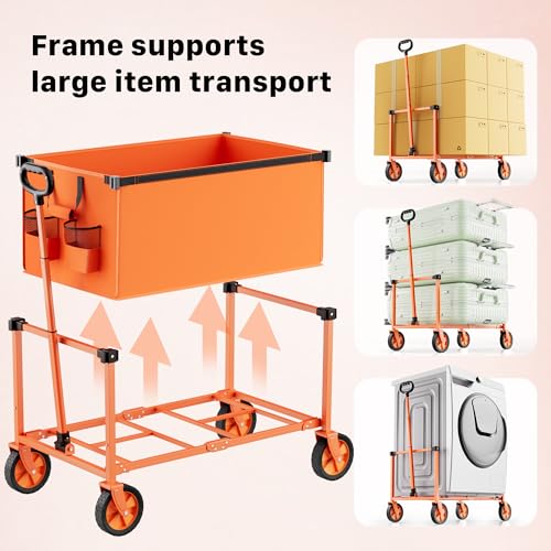 29.3" Collapsible Wagon Cart (Orange / 150L)