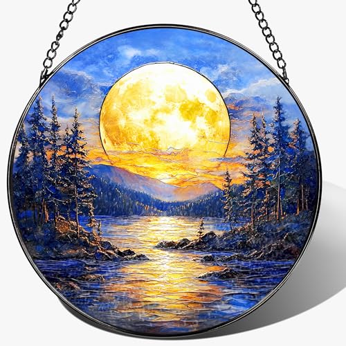 8'' Full Moon Over Forest Lake Suncatcher Ornament (Full Moon)