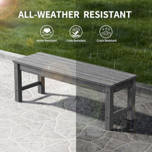 47" HDPE Outdoor Bench for 2 (Light Grey / 1 pack)