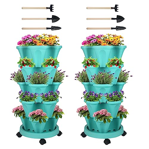 Stackable Planter (Teal / 5Tier-2 Pack)