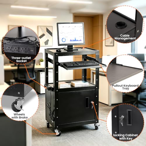 AV Cart with Wheels and Power (18"D x 24"W x 42"H)