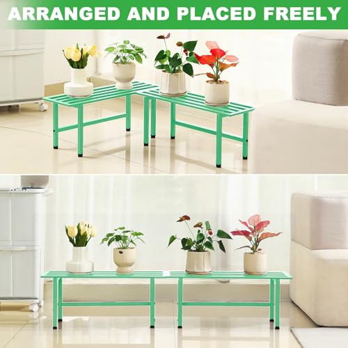 2 Pack Metal Plant Stands Outdoor (1 Tier-Mint Green)