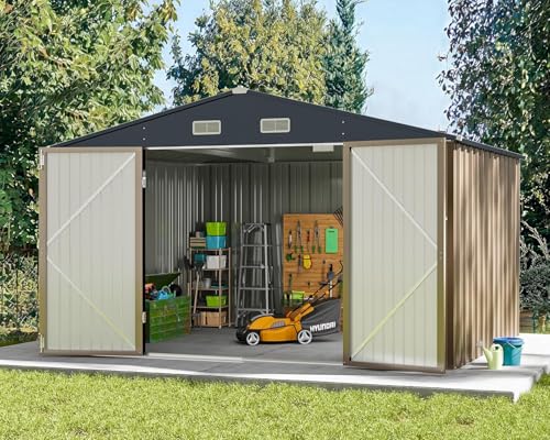 10x8FT Outdoor Storage Shed Brown (10x8 / Brown)