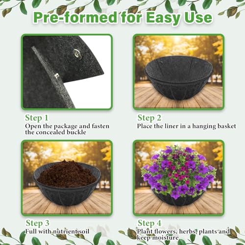 8 Pack 16 Inch Round Fabric Planter Basket Liner (16inch)