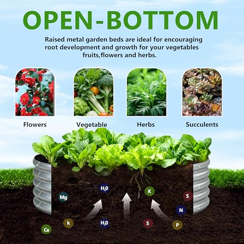 3PCS 3x3x1FT Galvanized Metal Raised Garden Bed (Silver / 3x3x1(3PCS))