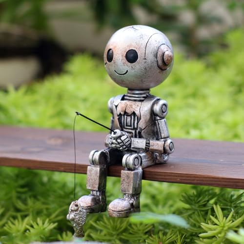 Fishing Robot Statue Funny Halloween Decorations (Robot)