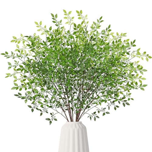 Artificial Plants 4PCS 43.3" Faux Greenery Stems for Vase (Green-4pcs)